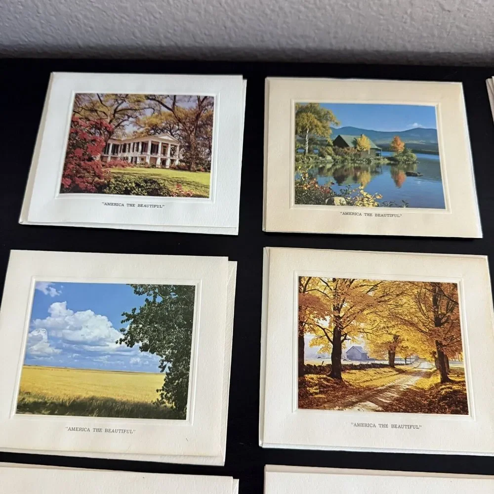 (20) Vintage America The Beautiful Embossed Photo Cards Envelopes Stationary New